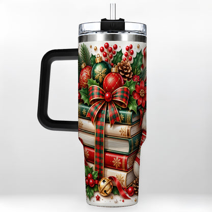 #pl[40oz|Black] Christmas Books 40oz Tumbler, Holiday Tumbler, Stainless Steel Travel Cup