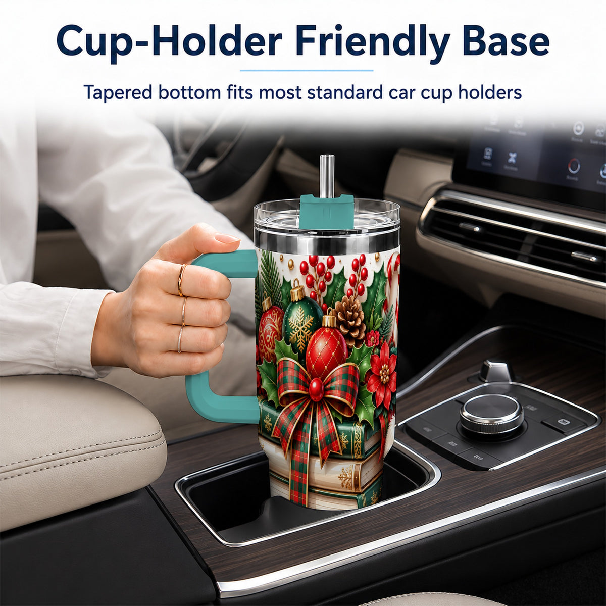 #pl[40oz|Green] Christmas Books 40oz Tumbler, Holiday Tumbler, Stainless Steel Travel Cup