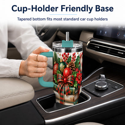 #pl[40oz|Green] Christmas Books 40oz Tumbler, Holiday Tumbler, Stainless Steel Travel Cup