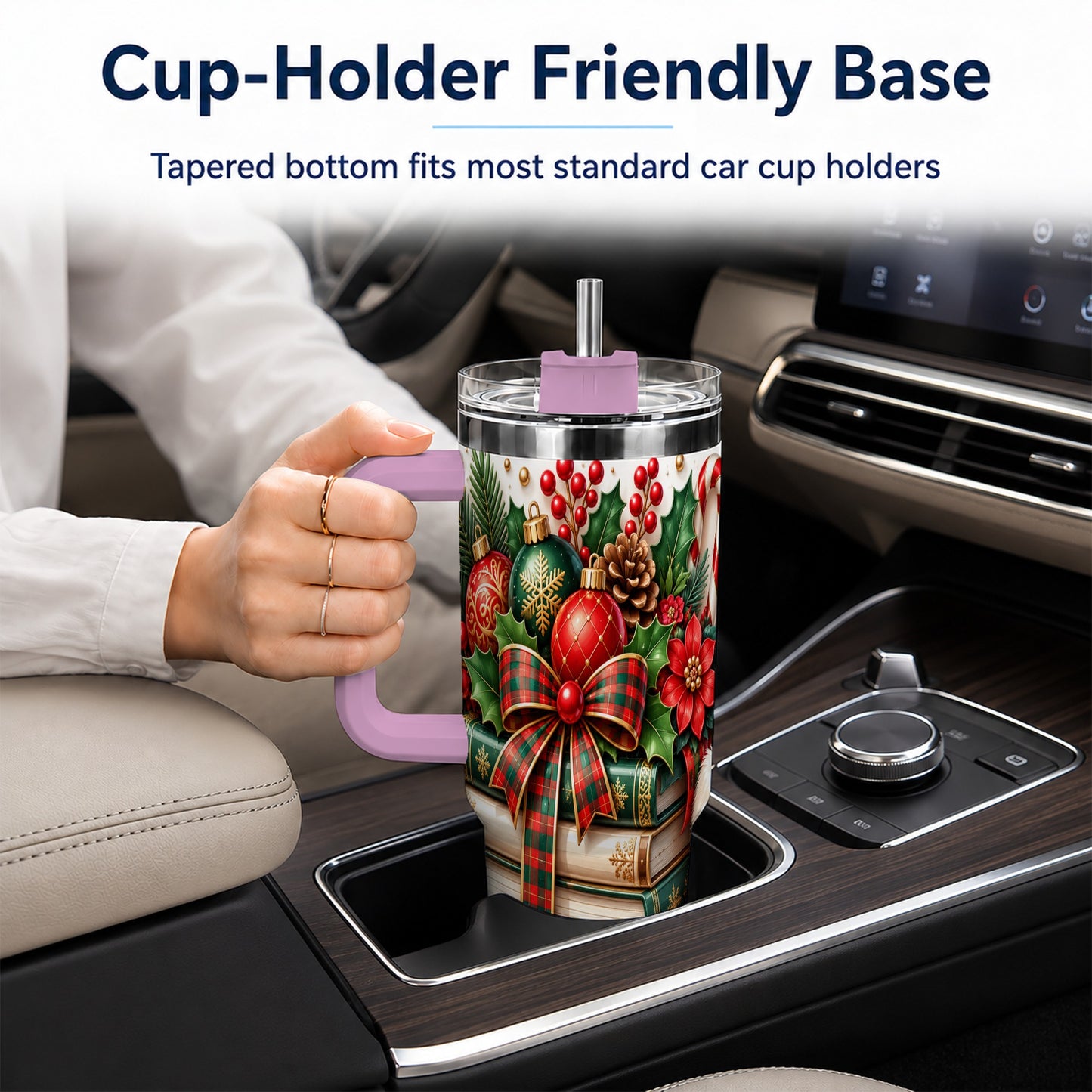 #pl[40oz|Pink] Christmas Books 40oz Tumbler, Holiday Tumbler, Stainless Steel Travel Cup