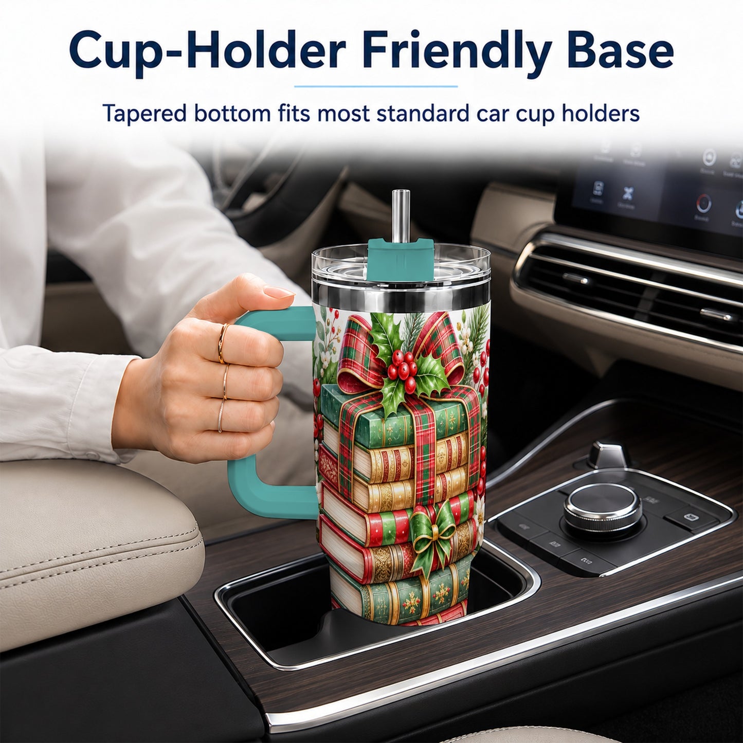 #pl[40oz|Green] Watercolor Books 40oz Tumbler, Holiday Tumbler, Stainless Steel Travel Cup