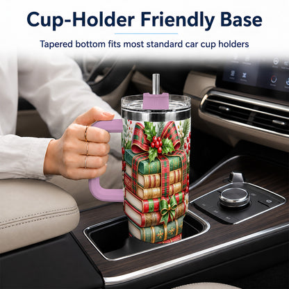 #pl[40oz|Pink] Watercolor Books 40oz Tumbler, Holiday Tumbler, Stainless Steel Travel Cup