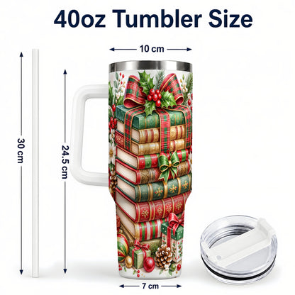 #pl[40oz|White] Watercolor Books 40oz Tumbler, Holiday Tumbler, Stainless Steel Travel Cup