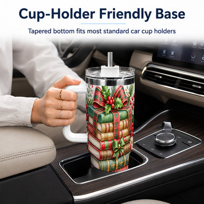 #pl[40oz|White] Watercolor Books 40oz Tumbler, Holiday Tumbler, Stainless Steel Travel Cup