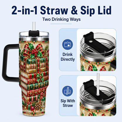 #pl[40oz|Black] Gemlike Books 40oz Tumbler, Holiday Tumbler, Stainless Steel Travel Cup
