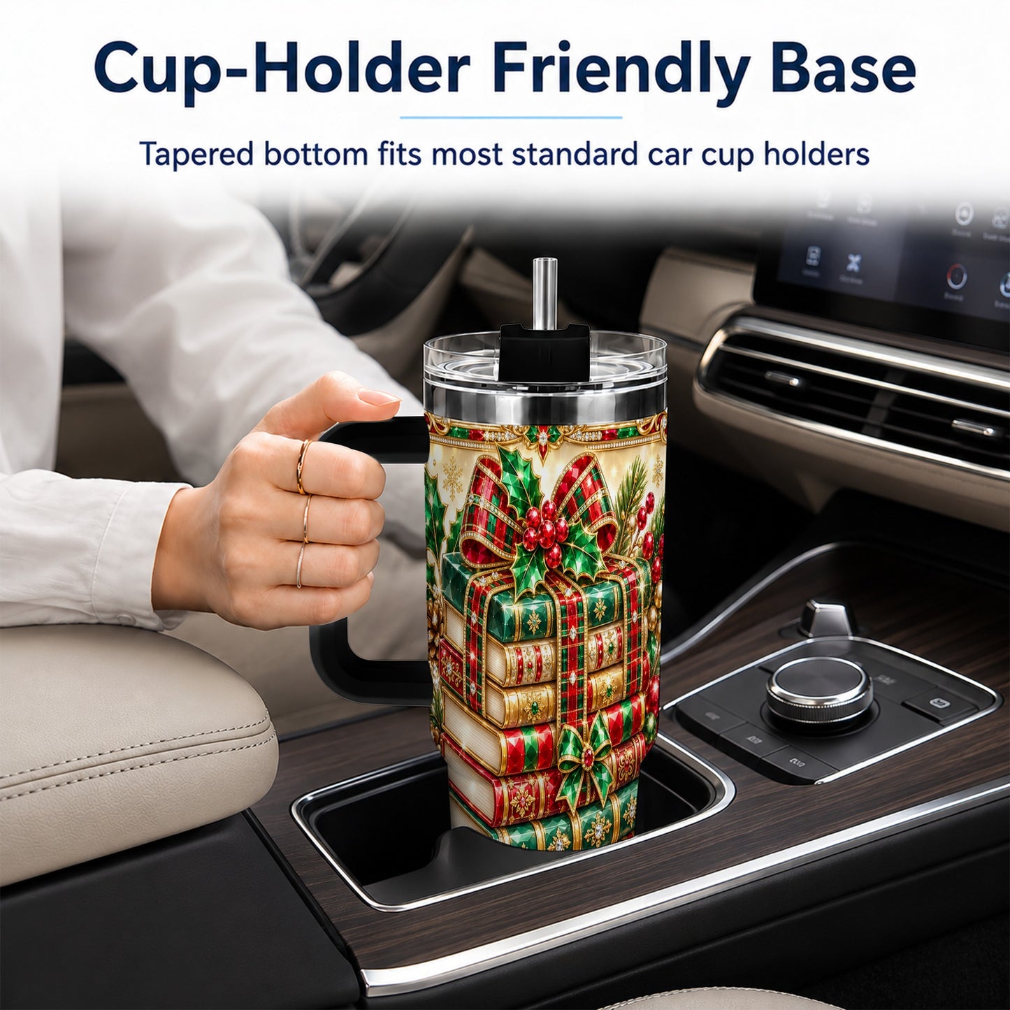#pl[40oz|Black] Gemlike Books 40oz Tumbler, Holiday Tumbler, Stainless Steel Travel Cup