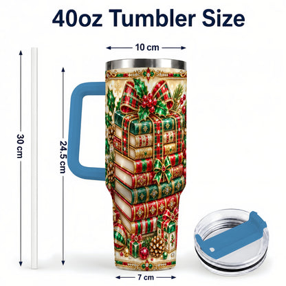 #pl[40oz|Blue] Gemlike Books 40oz Tumbler, Holiday Tumbler, Stainless Steel Travel Cup