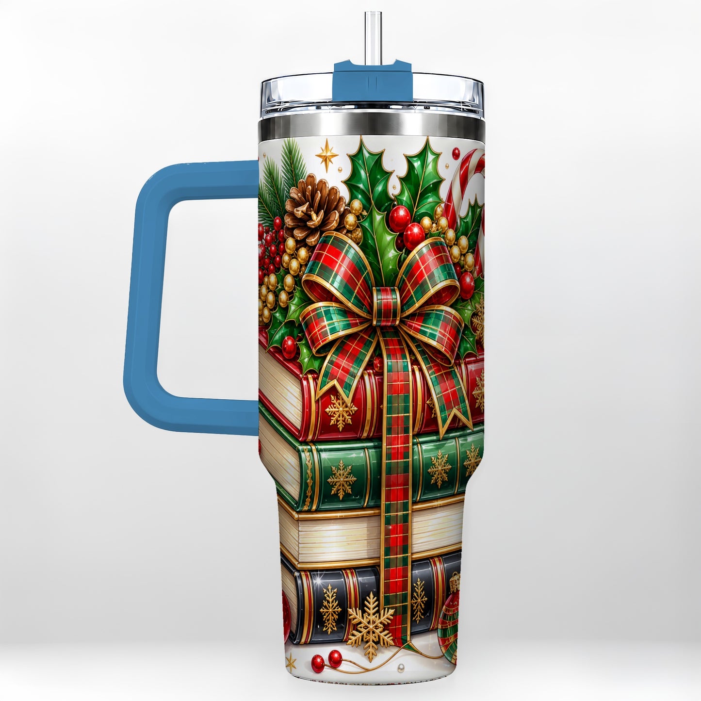#pl[40oz|Blue] Classic Books 40oz Tumbler, Christmas Tumbler, Stainless Steel Travel Cup