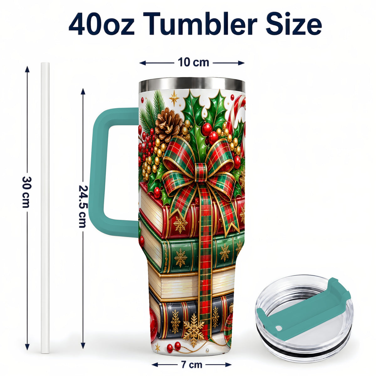 #pl[40oz|Green] Classic Books 40oz Tumbler, Christmas Tumbler, Stainless Steel Travel Cup