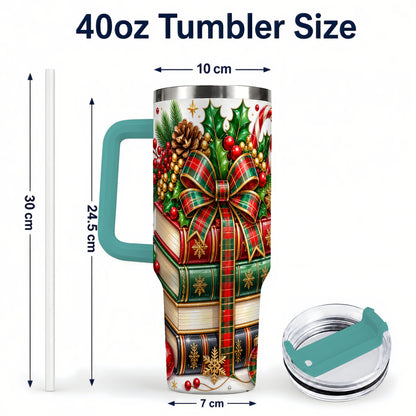 #pl[40oz|Green] Classic Books 40oz Tumbler, Christmas Tumbler, Stainless Steel Travel Cup