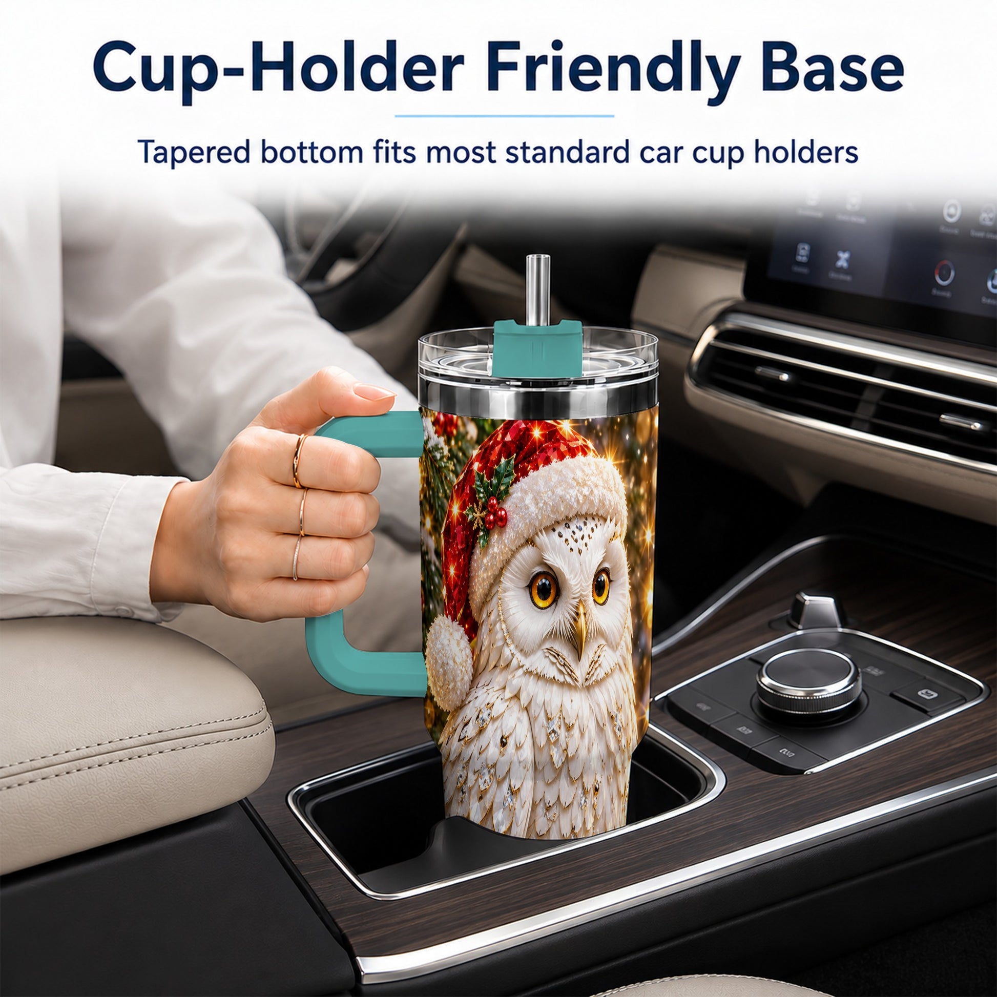 #pl[40oz|Green] Christmas Snowy Owl 40oz Tumbler, Owl Tumbler, Stainless Steel Travel Cup
