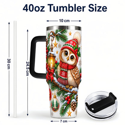#pl[40oz|Black] Cozy Owl 40oz Tumbler, Lantern Owl Tumbler, Stainless Steel Travel Cup