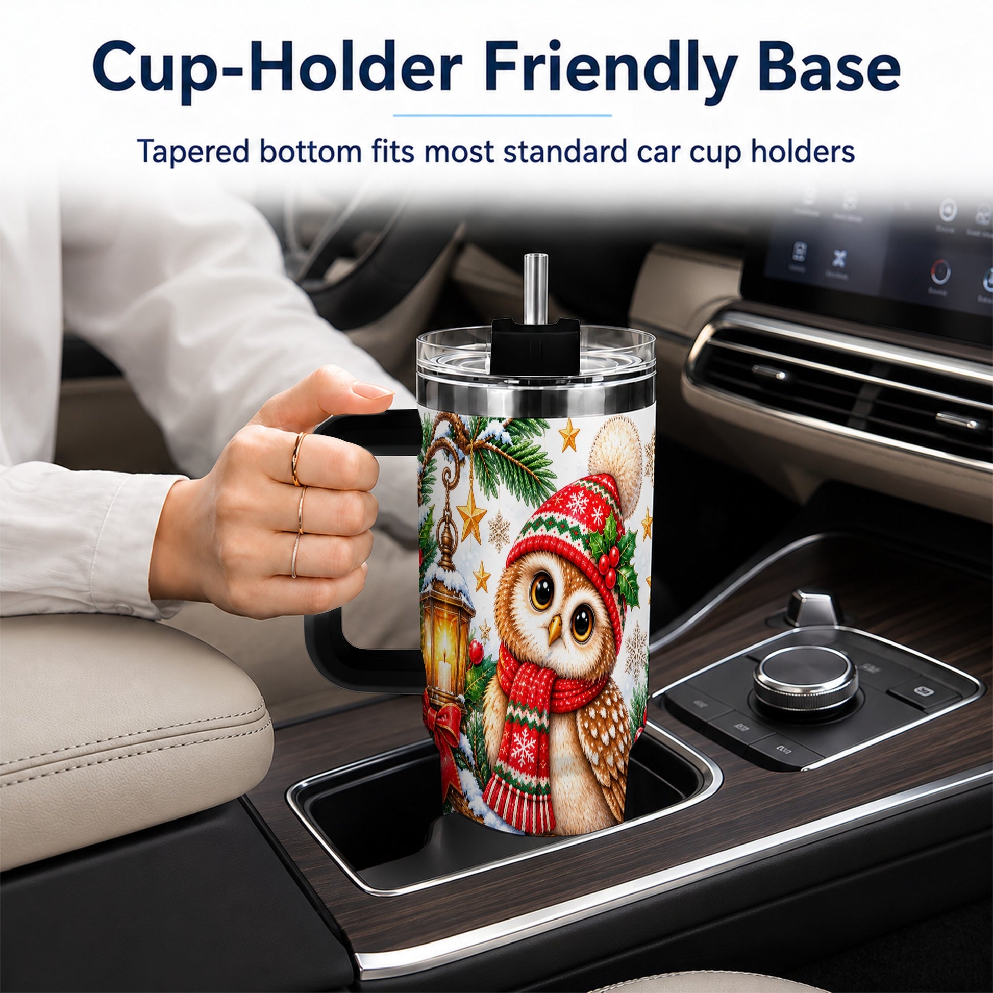 #pl[40oz|Black] Cozy Owl 40oz Tumbler, Lantern Owl Tumbler, Stainless Steel Travel Cup