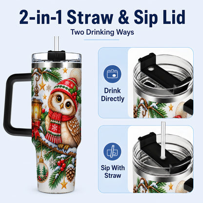 #pl[40oz|Black] Cozy Owl 40oz Tumbler, Lantern Owl Tumbler, Stainless Steel Travel Cup