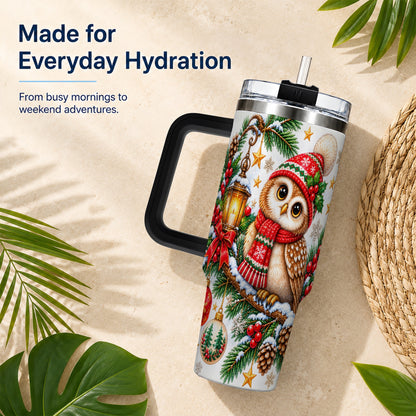 #pl[40oz|Black] Cozy Owl 40oz Tumbler, Lantern Owl Tumbler, Stainless Steel Travel Cup