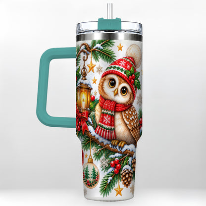#pl[40oz|Green] Cozy Owl 40oz Tumbler, Lantern Owl Tumbler, Stainless Steel Travel Cup