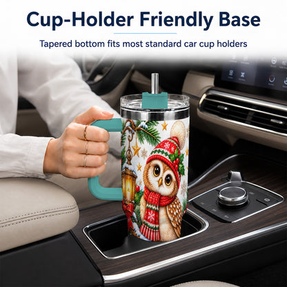 #pl[40oz|Green] Cozy Owl 40oz Tumbler, Lantern Owl Tumbler, Stainless Steel Travel Cup