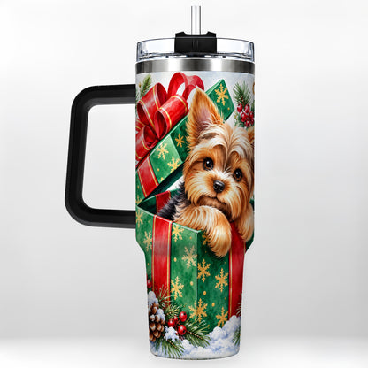 #pl[40oz|Black] Yorkshire Terrier 40oz Tumbler with Handle, Christmas Dog Travel Cup
