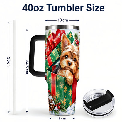 #pl[40oz|Black] Yorkshire Terrier 40oz Tumbler with Handle, Christmas Dog Travel Cup