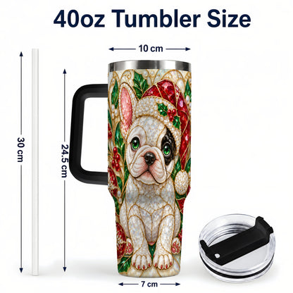#pl[40oz|Black] French Bulldog 40oz Tumbler with Handle, Christmas Dog Travel Cup
