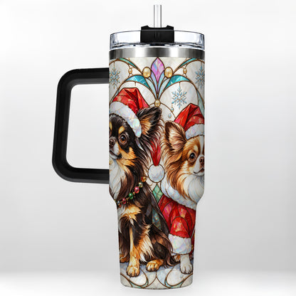 #pl[40oz|Black] Christmas Chihuahua 40oz Tumbler, Art Nouveau Stainless Steel Travel Cup