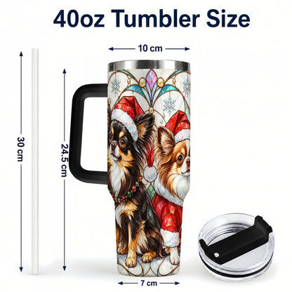 #pl[40oz|Black] Christmas Chihuahua 40oz Tumbler, Art Nouveau Stainless Steel Travel Cup
