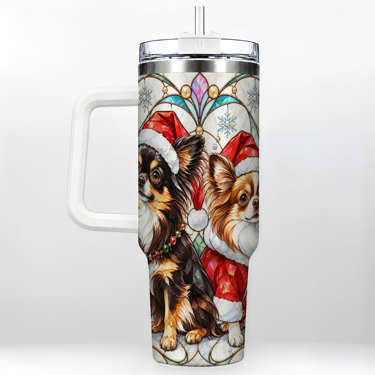 Christmas Chihuahua 40oz Tumbler, Art Nouveau Stainless Steel Travel Cup