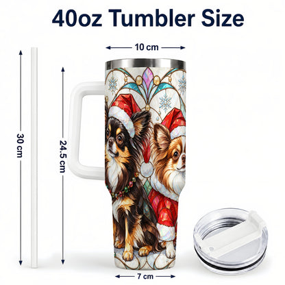 #pl[40oz|White] Christmas Chihuahua 40oz Tumbler, Art Nouveau Stainless Steel Travel Cup