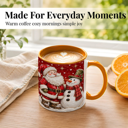 #pl[11oz|Orange] Santa Snowman Christmas Coffee Mug, Winter Mug, Ceramic Cup