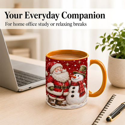 #pl[11oz|Orange] Santa Snowman Christmas Coffee Mug, Winter Mug, Ceramic Cup