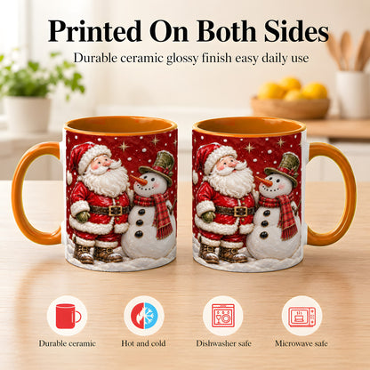 #pl[11oz|Orange] Santa Snowman Christmas Coffee Mug, Winter Mug, Ceramic Cup