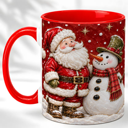 Santa Snowman Christmas Coffee Mug, Winter Mug, Ceramic Cup