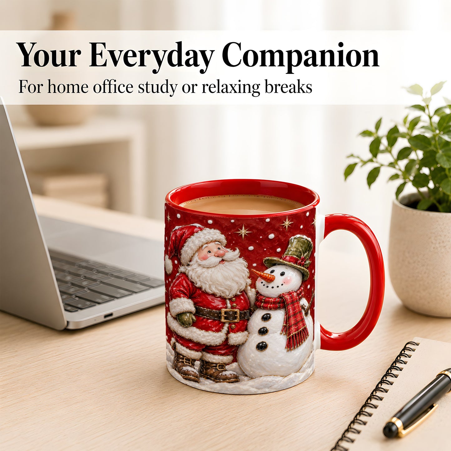 #pl[11oz|Red] Santa Snowman Christmas Coffee Mug, Winter Mug, Ceramic Cup