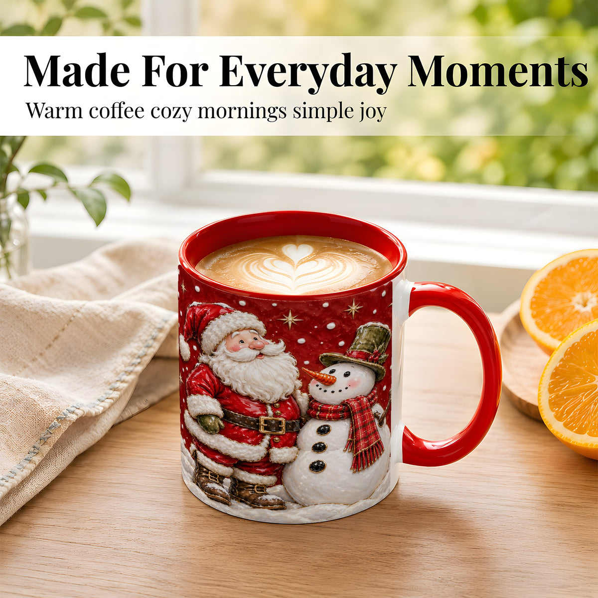#pl[11oz|Red] Santa Snowman Christmas Coffee Mug, Winter Mug, Ceramic Cup