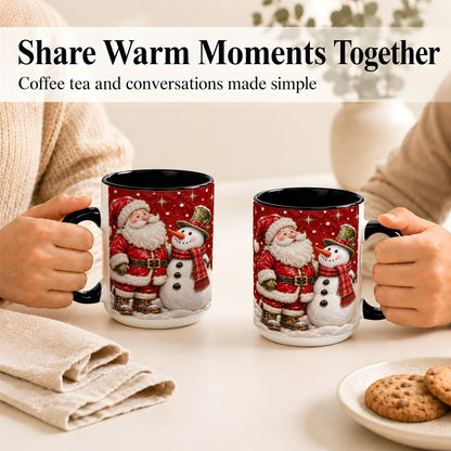 #pl[15oz|Black] Santa Snowman Christmas Coffee Mug, Winter Mug, Ceramic Cup