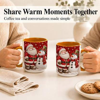 #pl[15oz|Orange] Santa Snowman Christmas Coffee Mug, Winter Mug, Ceramic Cup