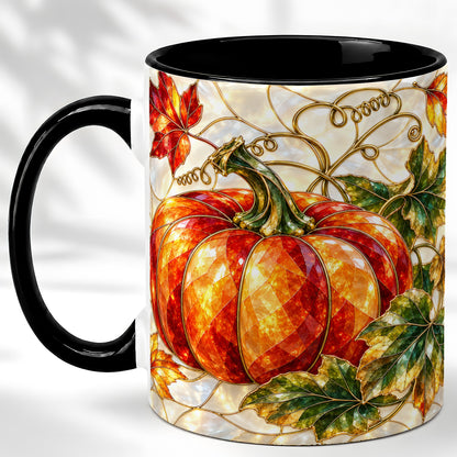 #pl[11oz|Black] Mosaic Pumpkin Coffee Mug, Autumn Harvest Mug, Ceramic Cup
