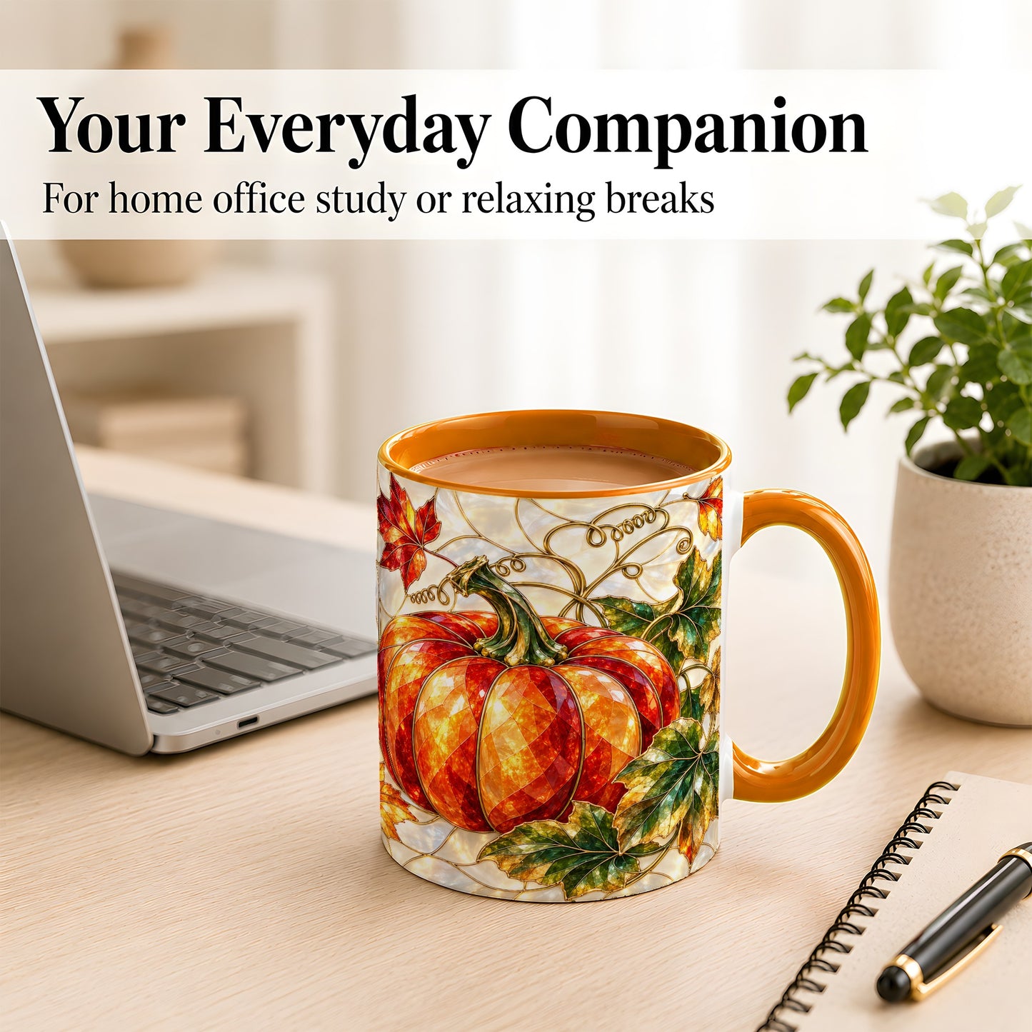 #pl[11oz|Orange] Mosaic Pumpkin Coffee Mug, Autumn Harvest Mug, Ceramic Cup