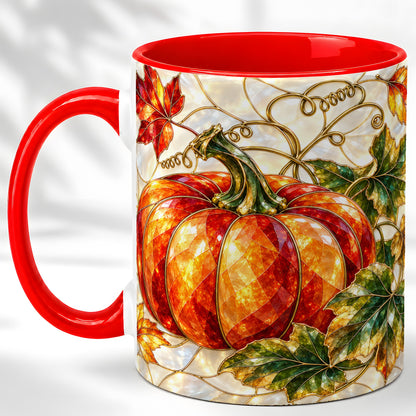 Mosaic Pumpkin Coffee Mug, Autumn Harvest Mug, Ceramic Cup