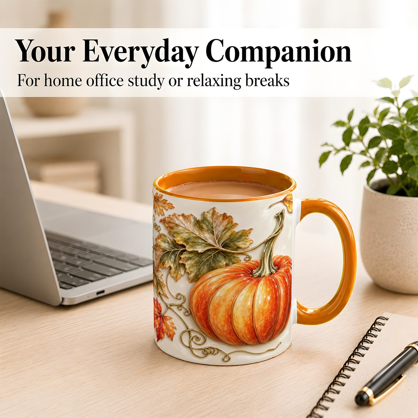 #pl[11oz|Orange] Glossy Autumn Pumpkin Coffee Mug, Fall Harvest Mug, Ceramic Cup