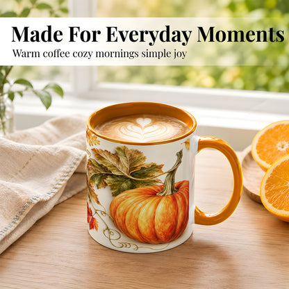 #pl[11oz|Orange] Rustic Orange Pumpkin Coffee Mug, Autumn Harvest Mug, Ceramic Cup