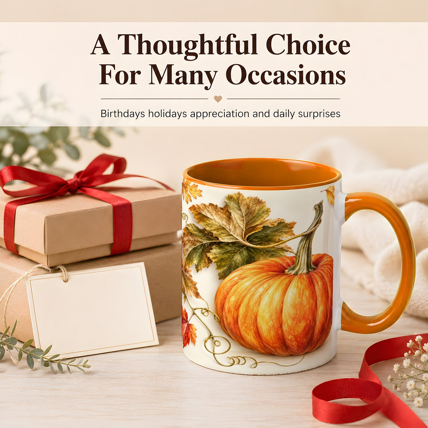 #pl[11oz|Orange] Rustic Orange Pumpkin Coffee Mug, Autumn Harvest Mug, Ceramic Cup
