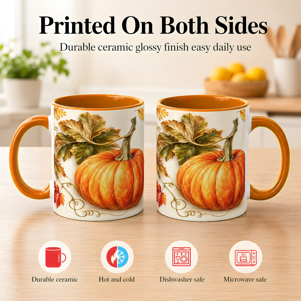 #pl[11oz|Orange] Rustic Orange Pumpkin Coffee Mug, Autumn Harvest Mug, Ceramic Cup
