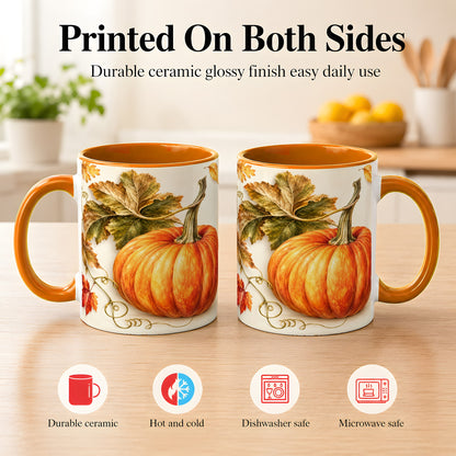 #pl[11oz|Orange] Rustic Orange Pumpkin Coffee Mug, Autumn Harvest Mug, Ceramic Cup