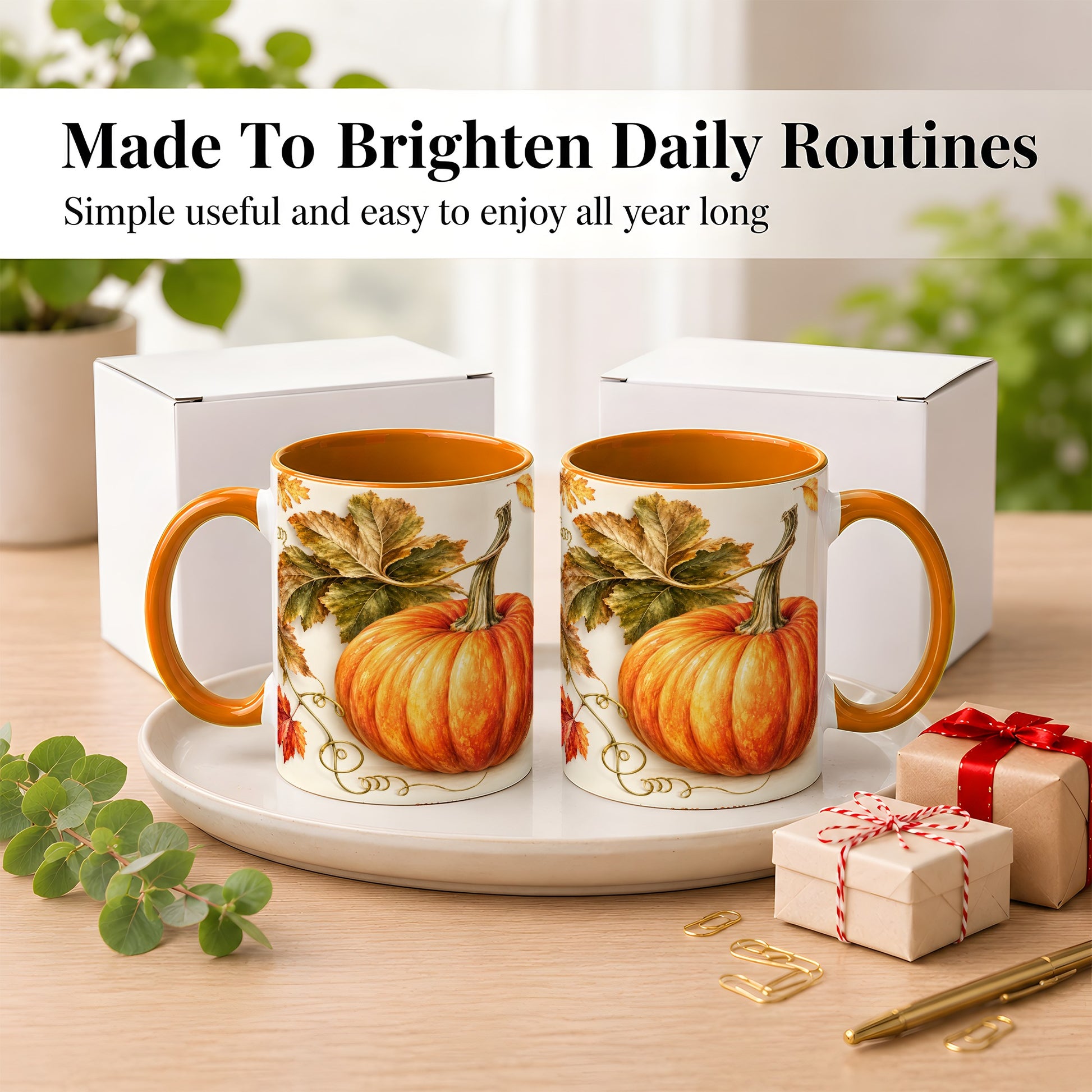 #pl[11oz|Orange] Rustic Orange Pumpkin Coffee Mug, Autumn Harvest Mug, Ceramic Cup