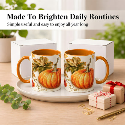 #pl[11oz|Orange] Rustic Orange Pumpkin Coffee Mug, Autumn Harvest Mug, Ceramic Cup