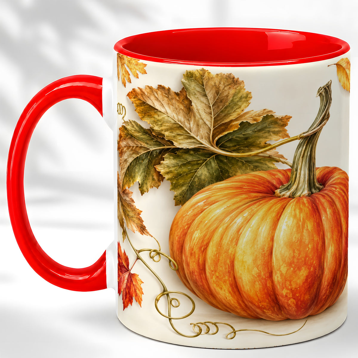 Rustic Orange Pumpkin Coffee Mug, Autumn Harvest Mug, Ceramic Cup