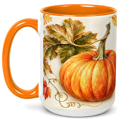 #pl[15oz|Orange] Rustic Orange Pumpkin Coffee Mug, Autumn Harvest Mug, Ceramic Cup