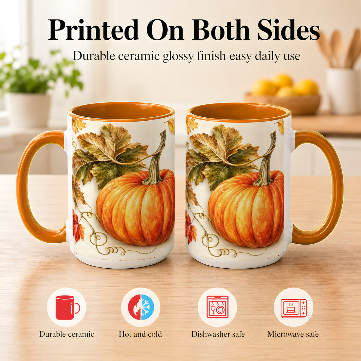 #pl[15oz|Orange] Rustic Orange Pumpkin Coffee Mug, Autumn Harvest Mug, Ceramic Cup