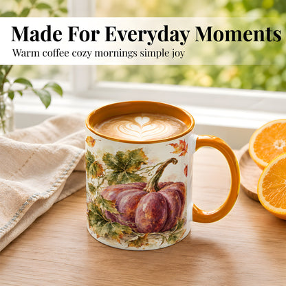 #pl[11oz|Orange] Purple Watercolor Pumpkin Coffee Mug, Autumn Harvest Mug, Ceramic Cup